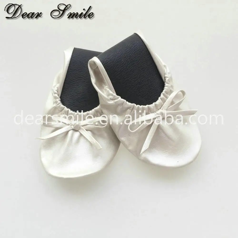 Top quality soft lady foldable ballerinas fold up ballet flat for wedding gift ,after party dance