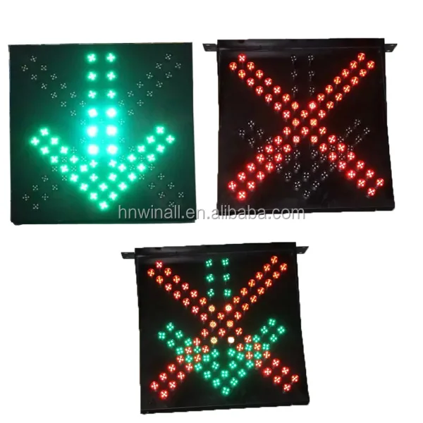Туннельная полоса безопасности красный крест и Зеленая Стрела световой сигнал управления дорожным движением