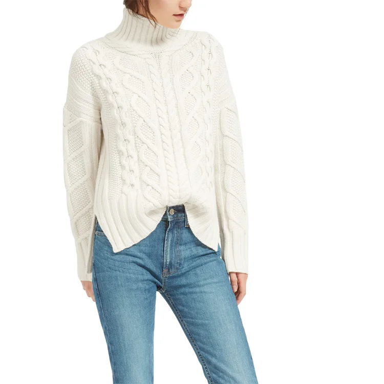 Wholesale Korean OEM Embroidery Cable Knit Sweater