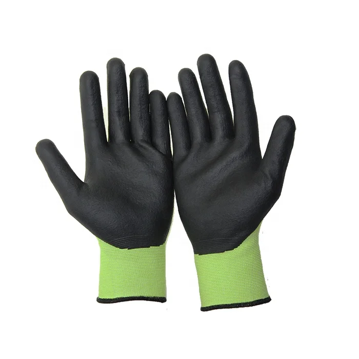 Anti Oil Polyester Knitted Foam Nitrile Gloves For Anti-slip