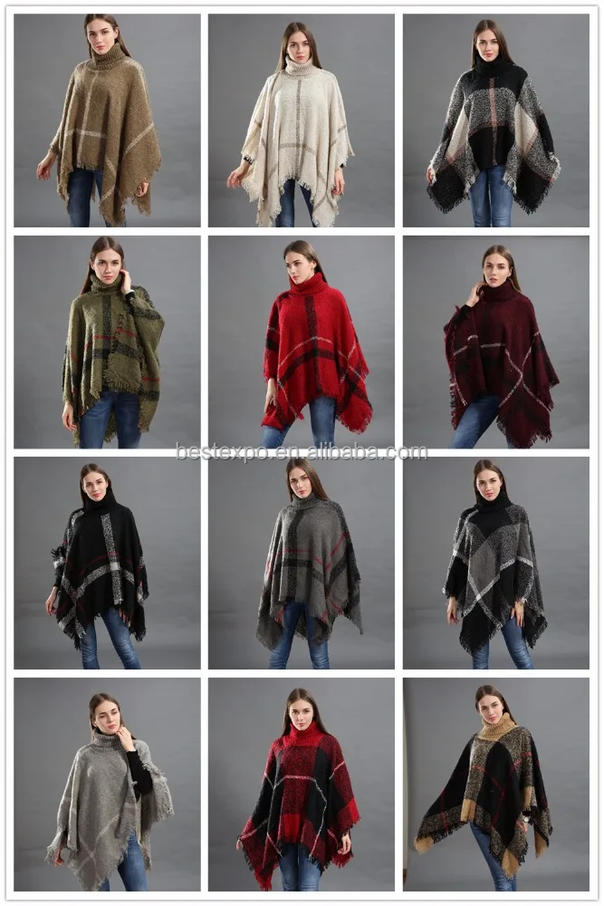 
wholesale stock fashion mexican poncho women winter sweaters turtleneck knit ponchos pullover new hot sell 