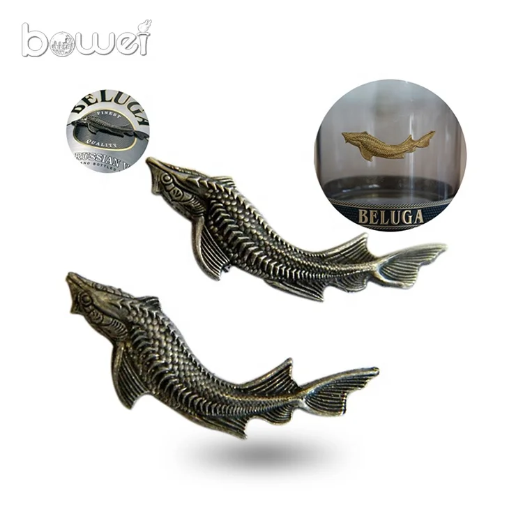 Customized luxury soft tin fish vodka labels for bottles