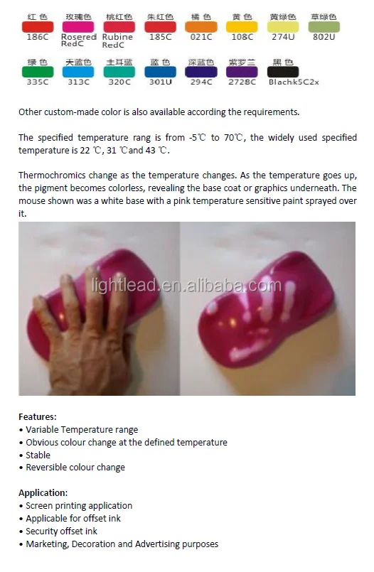
Best quality thermochromic paint pigment change color with temperature 
