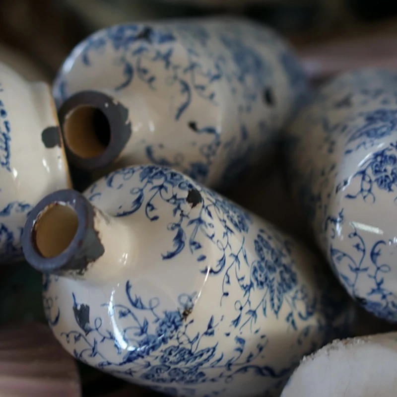 MX68 blue and white antique small ceramic vase home decor / 2018 shabby chic ceramics