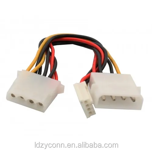 Molex 4-Pin to Molex 4-Pin and Floppy Disk Drive Power Cable