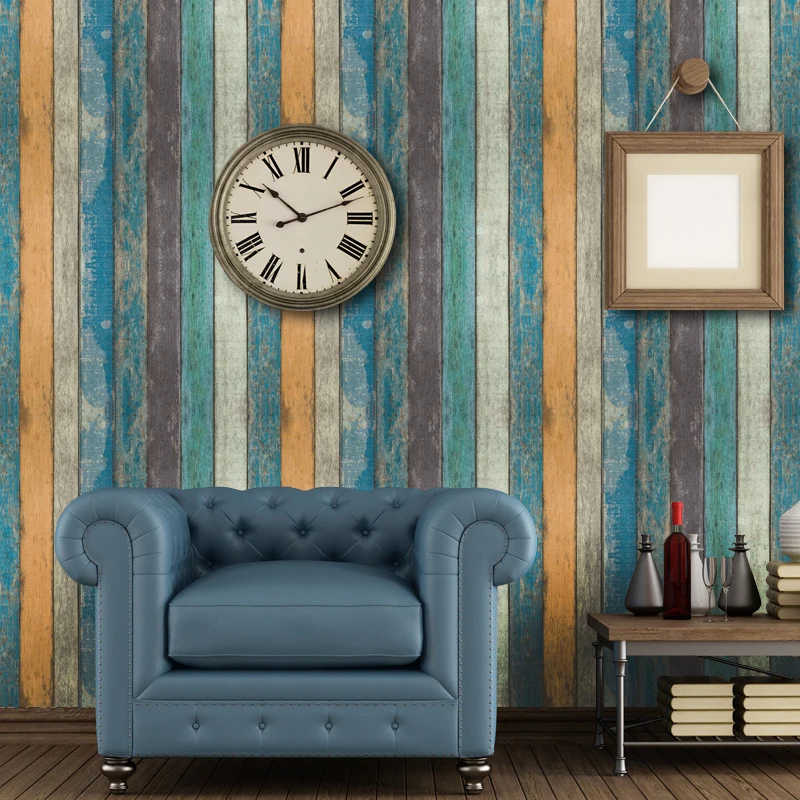 YIYAO Waterproof PVC designs wallpaper retro wood wall paper photo