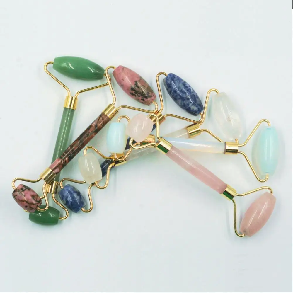 
Natural Facial Beauty Massage Tool Face Thin Natural Pink Stone Biological Foot massager Jade Roller 