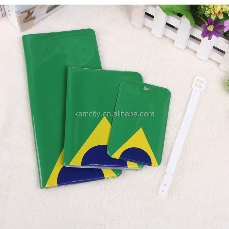 Travel set of PVC passport holder and luggage tag with many patterns