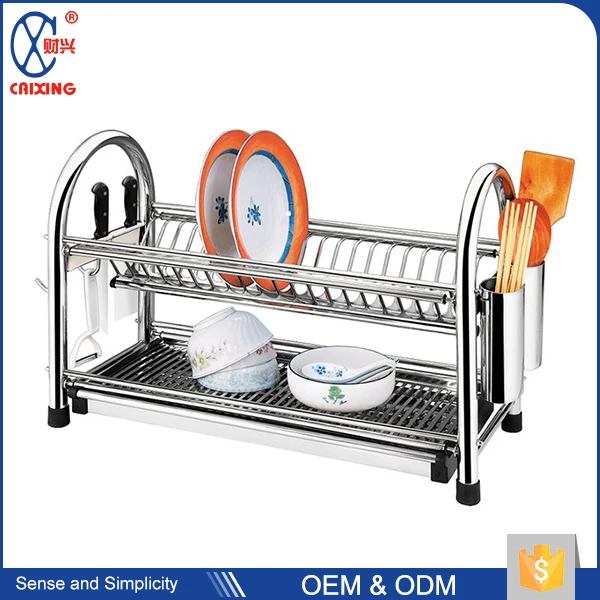 Стоячий стиль нержавеющая сталь 2 яруса кухонное хранилище над раковиной чаша для посуды держатель для сушки