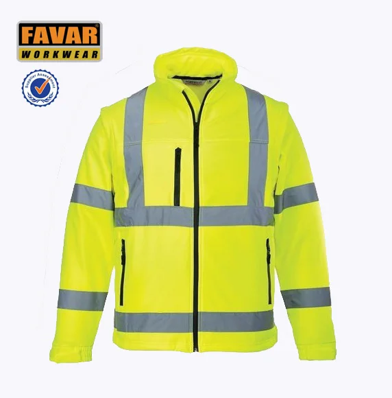 yellow softshell jacket safety jacket with reflective tapes