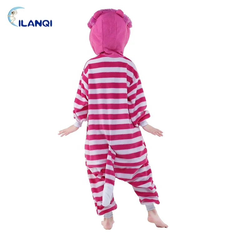 Cheshire Cat Cartoon Animal Pajamas Cosplay Costume Kids Onesie For Halloween Cosplay Pajamas Kids Cartoon Pajamas