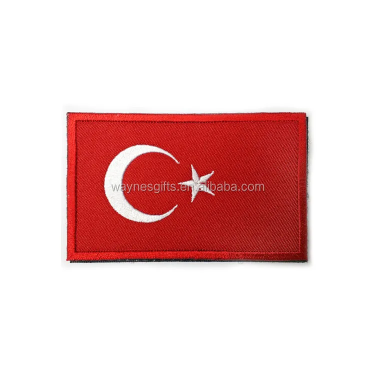 Custom Euro 2024 Turkey Flag Embroidered Technics and Iron-On Style Patch for Automotive & Insurance Digital Printed Graphic