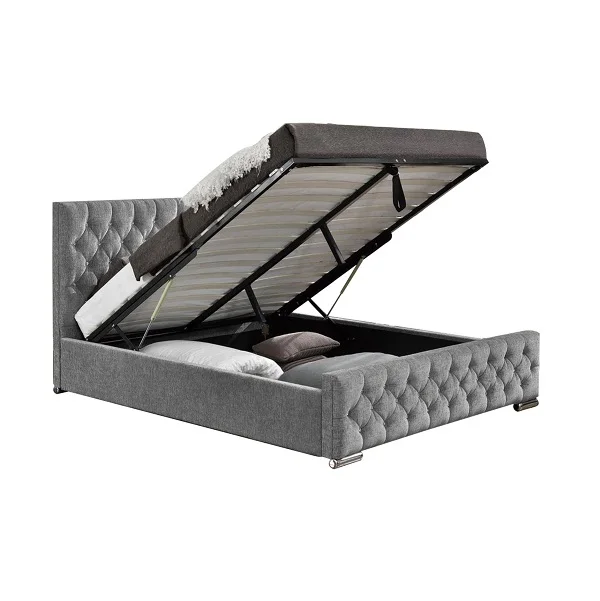 diamond crystal upholstered king queen size fabric ottoman storage bed