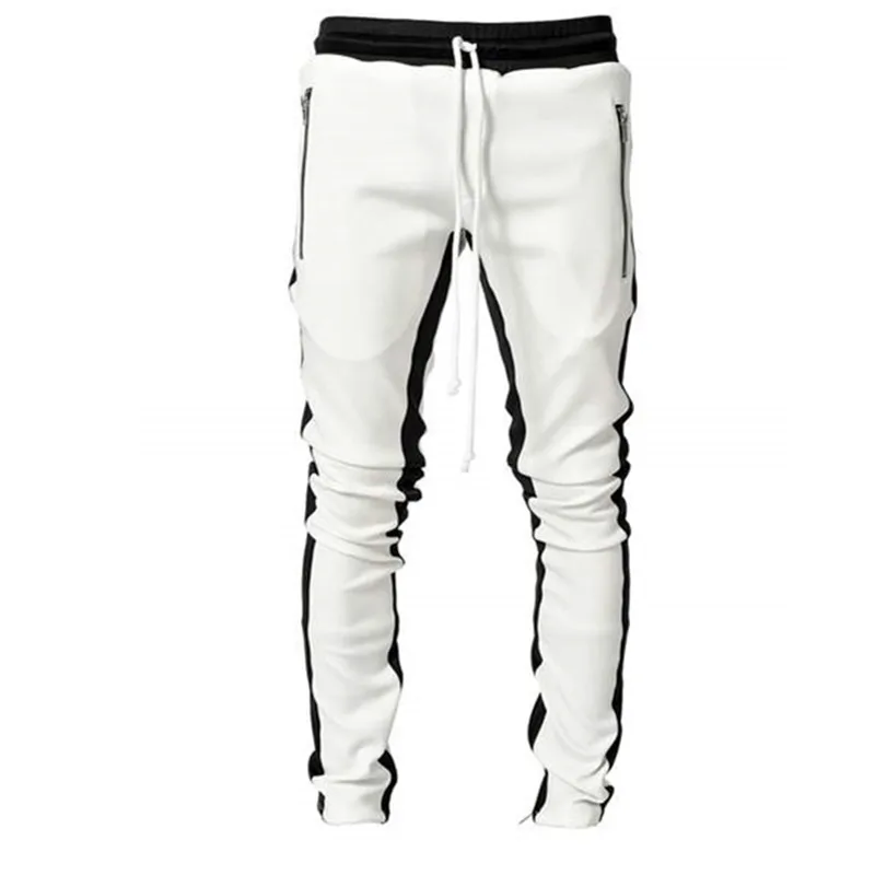 joggers sports pants contrast side stripe long drawstring custom mens track pants