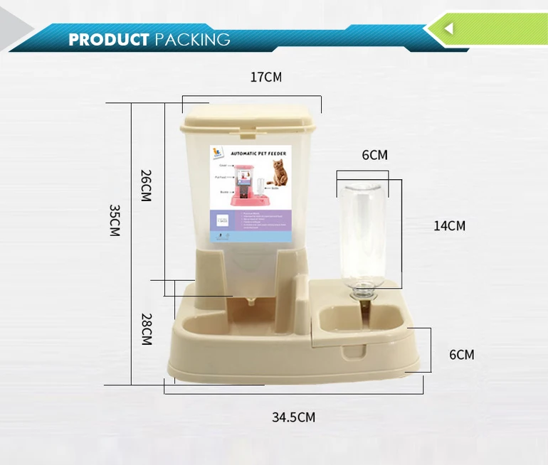 Plastic automatic pet food feeder with drinking device for wholesale