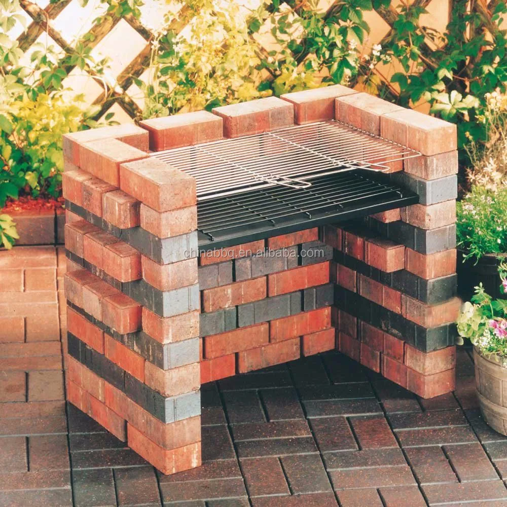 Built in bricks DIY bbq grill set bbq charcoal briquette brick barbecue grill with cooking grid