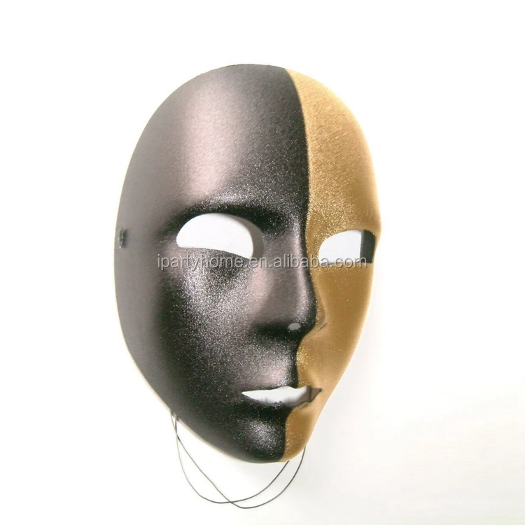 Italian Collections Full Face Masks Black & Gold Clown Masquerade Masks For Party