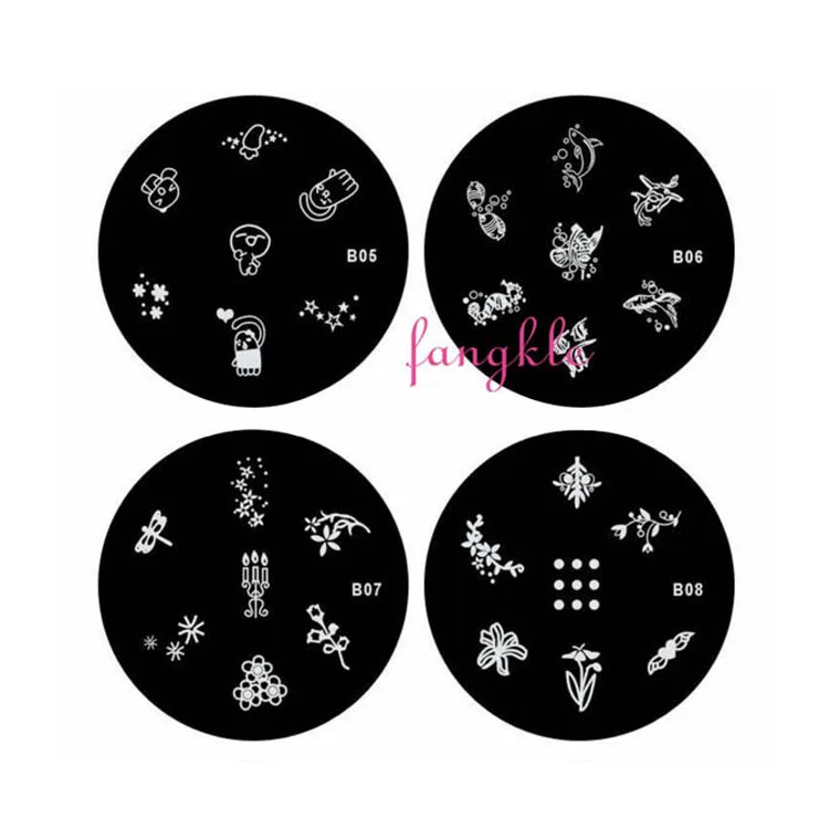 Лидер продаж, пластины для ногтей из нержавеющей стали серии B, штамповочные пластины для дизайна ногтей