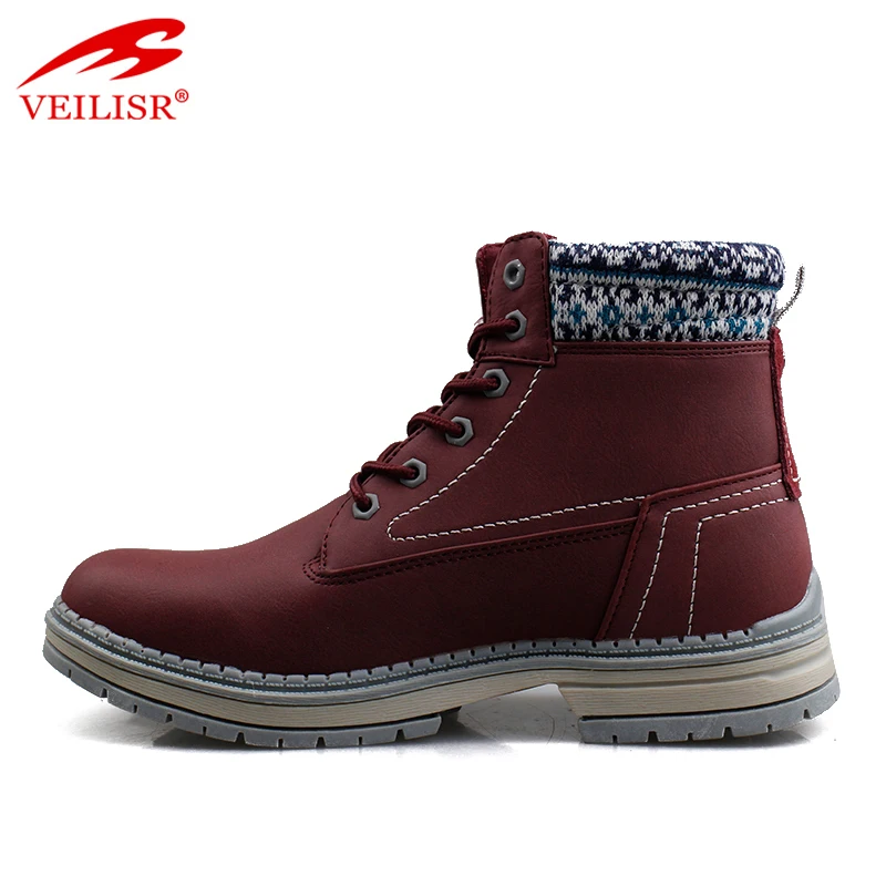 Outdoor faux leather upper fashion mid top footwear winter men boots