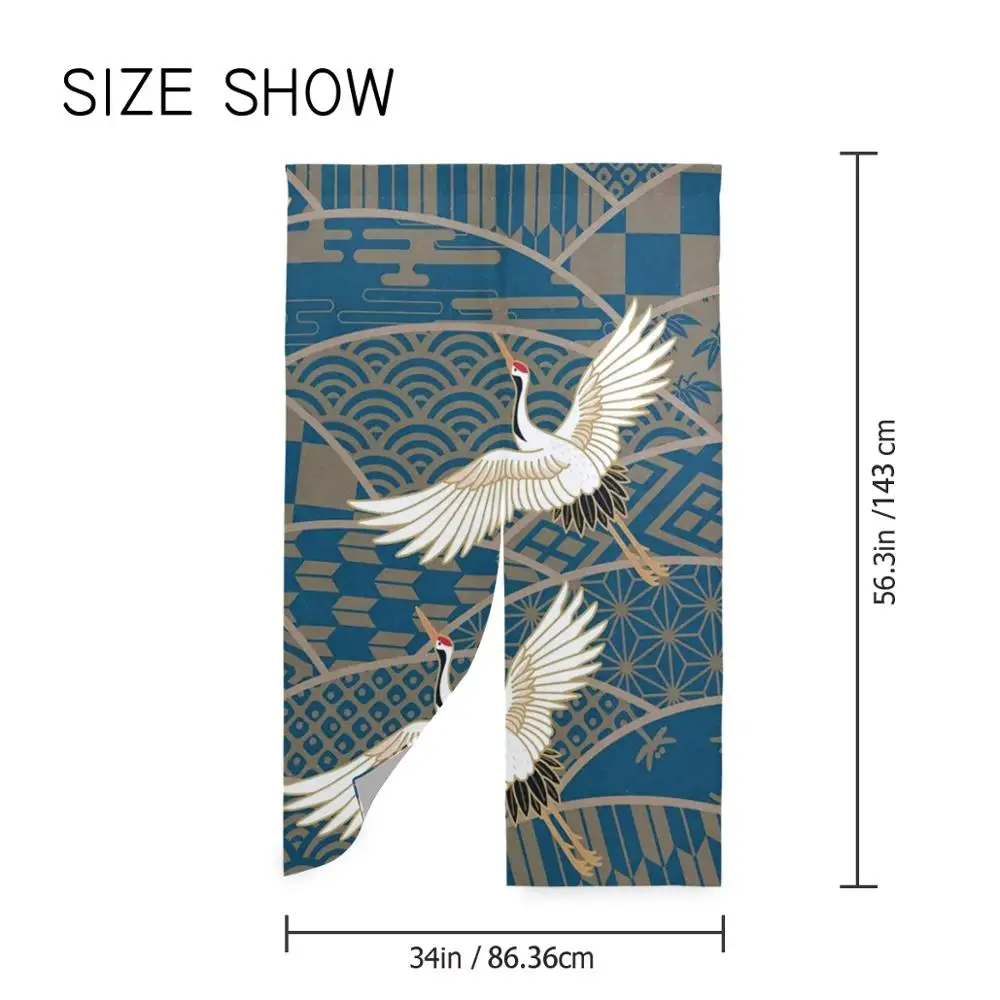 Custom Printed Japanese Style Decorative Printed Kitchen Door Curtains Block-out Curtains printing customs logo