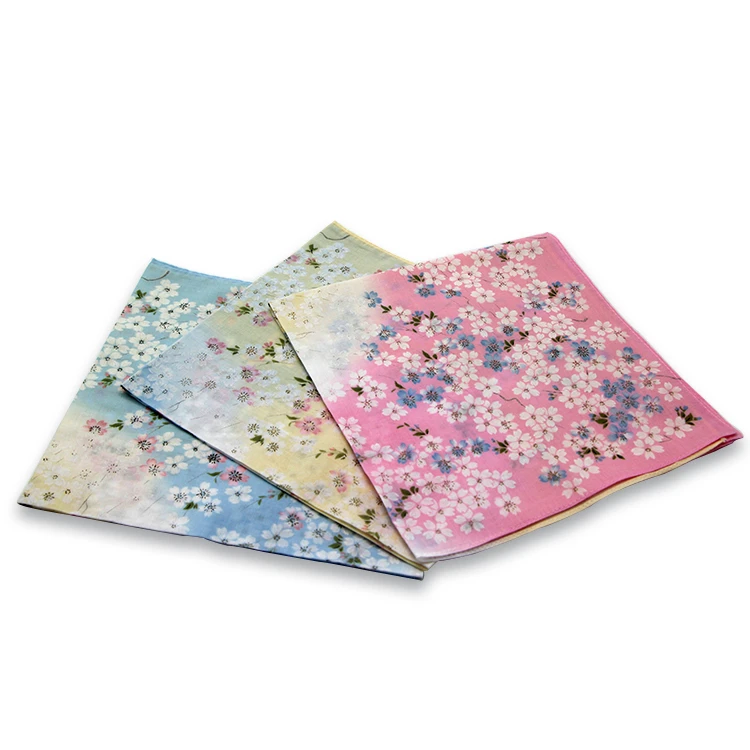 customized beautiful flowers printed cotton ladies handkerchief