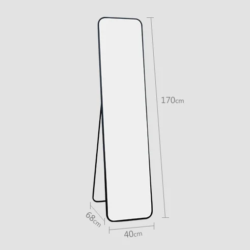 Mirror factory directly free standing black iron framed full length floor dressing mirror