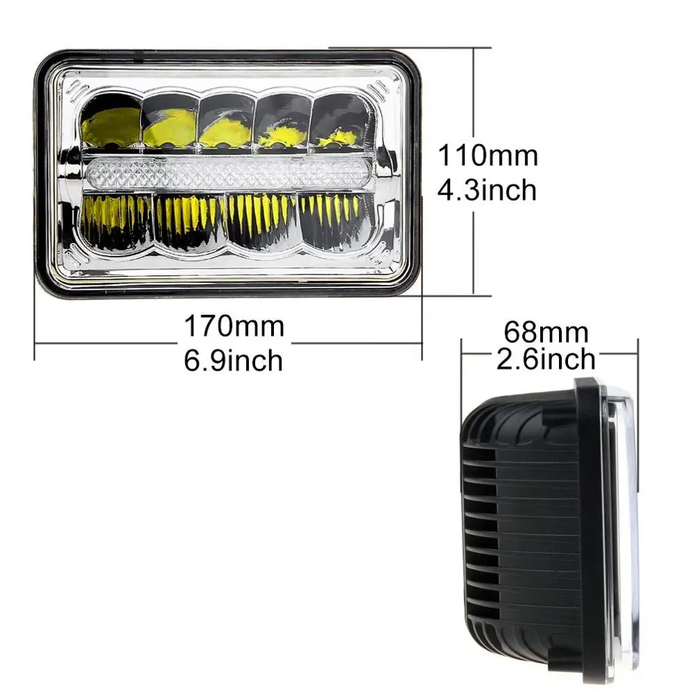 For Kenworth truck offroad 4x6' led halo headlight for Freightliner Peterbilt h4 car led light bulbs accessories