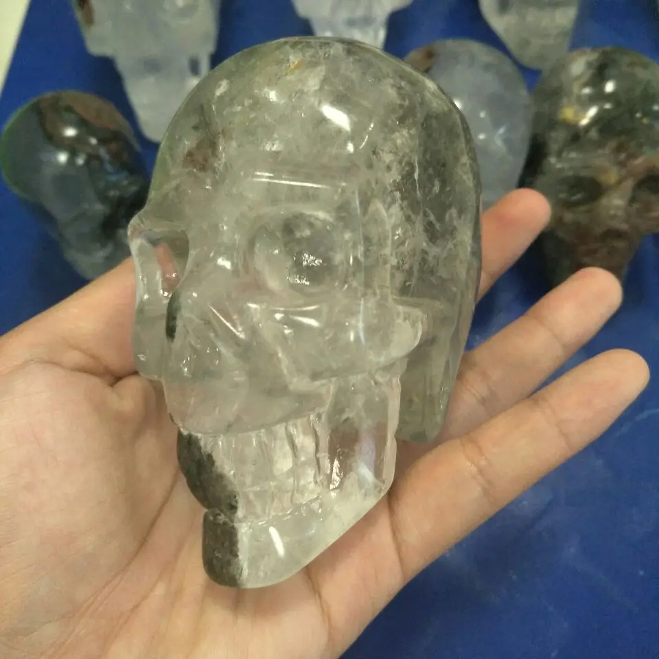 Wholesale different size realistic carved ghost phantom quartz crystal skull for halloween gift