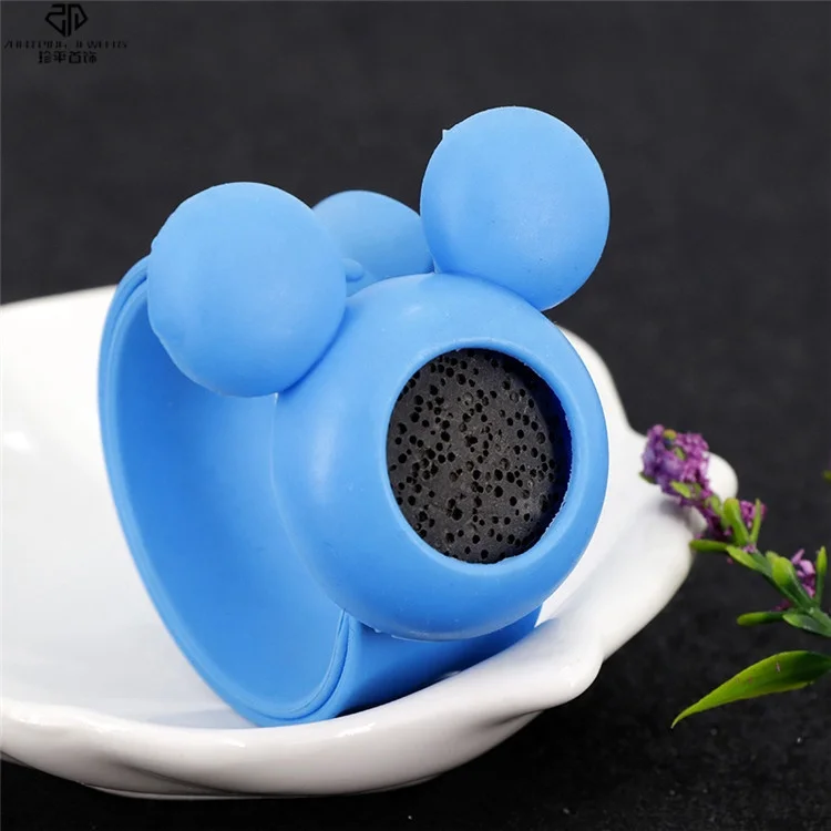 Mickey Mouse Anti Anxiety Lava Stone Essential Oil Diffuser Bracelet Adjustable Slap Silicon Wristband