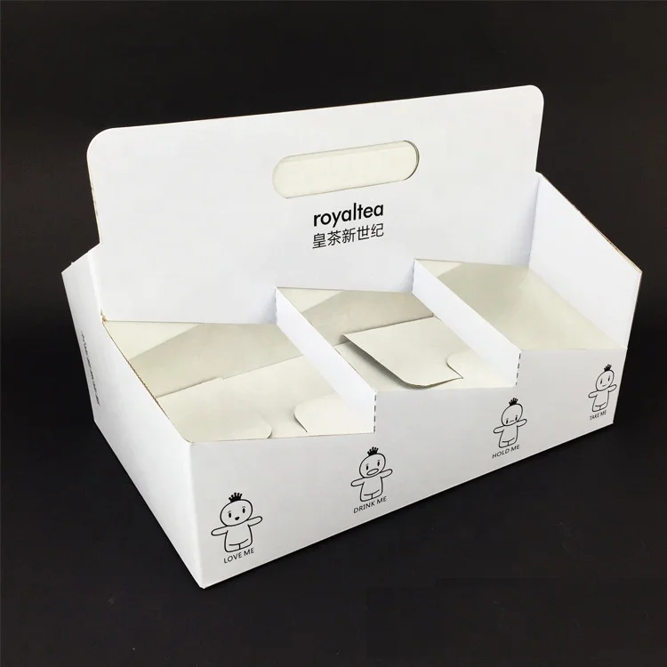 
Custom Size Logo Disposable Printing Paper Cup Holder Tray for Coffee 
