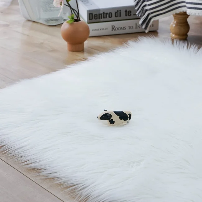
2ft x 3ft 3ft x 5ft 4ft x 6ft Rectangle White Sheepskin Hairy Carpet Shag Carpet Faux Fur Sheepskin Area Rug 