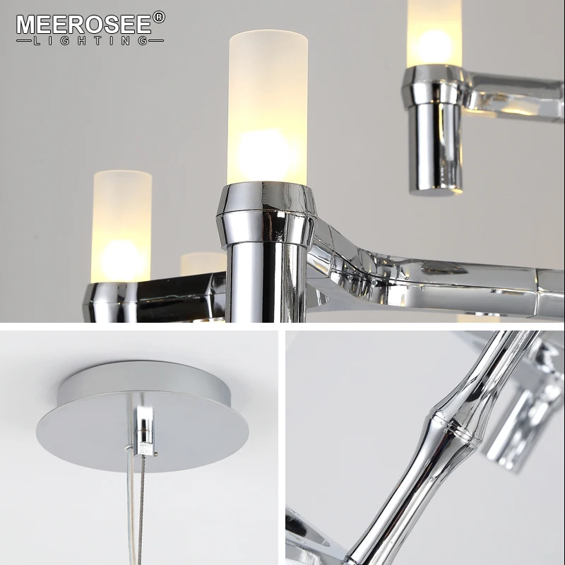 MEEROSEE American Style Modern Pendant Chandelier Lighting Fixture Gold/Black/ Chrome Hanging Illumination For Villa MD85289
