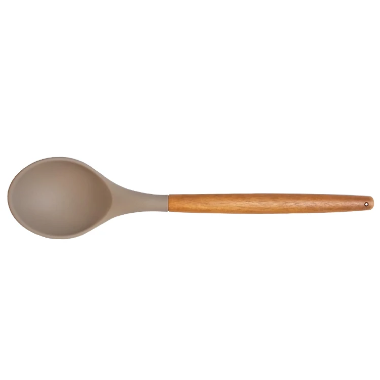 5 Piece Silicone Cooking Utensil Set with Natural Acacia Hard Wood Handle