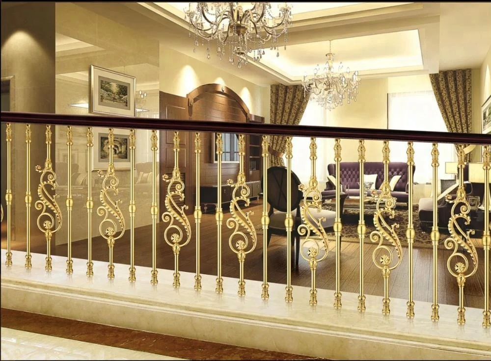 brass with wood stair handrails design