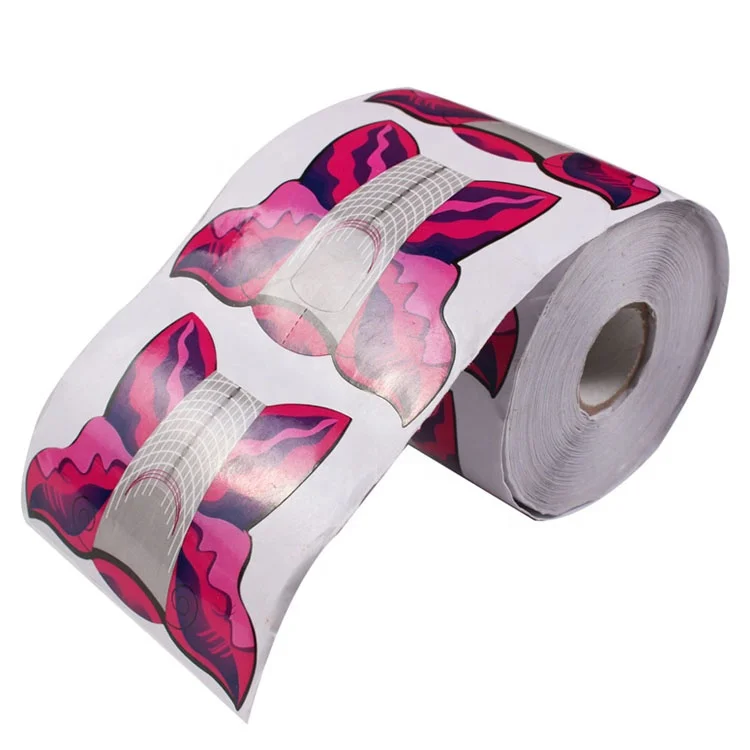 Top Quality Custom Logo 500 Pcs Per Roll Classic Butterfly Nail Art Guide Form Acrylic Tip Gel Extension Sticker