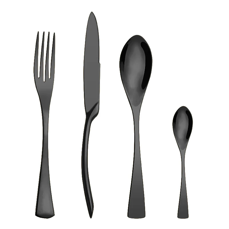 Titanium planted stainless black cutlery 4pcs silverware