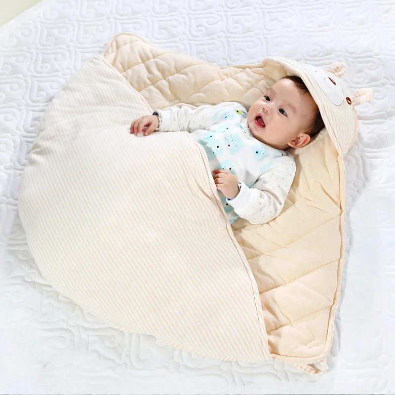 Cute fan pattern natural colored cotton Baby new born Swaddle Blanket
