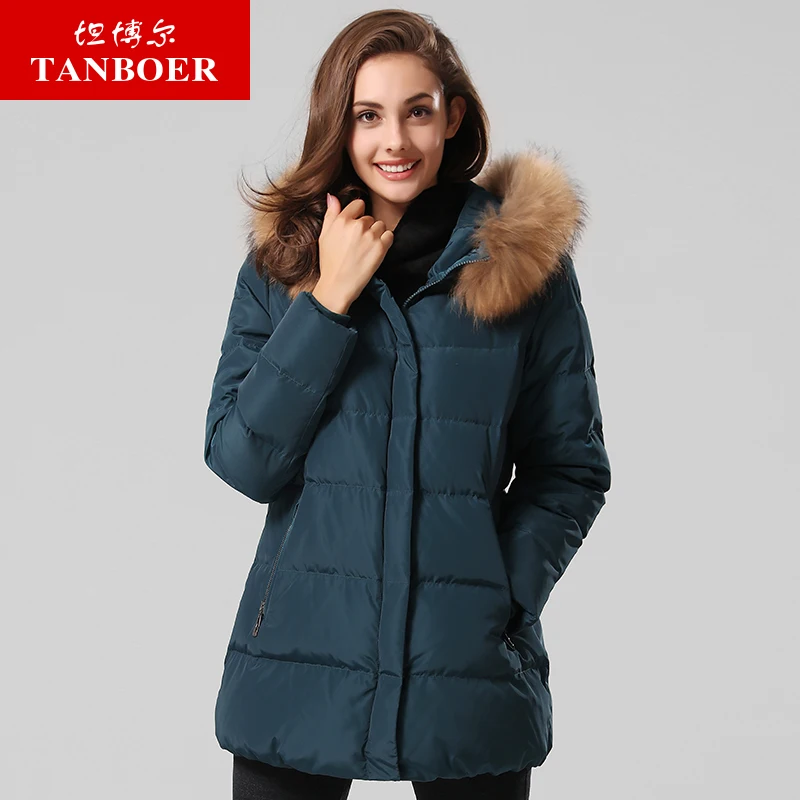 TANBOER 90% goose Down warm winter coats women down jackets with Fur Hood Parka Puffer Jackets