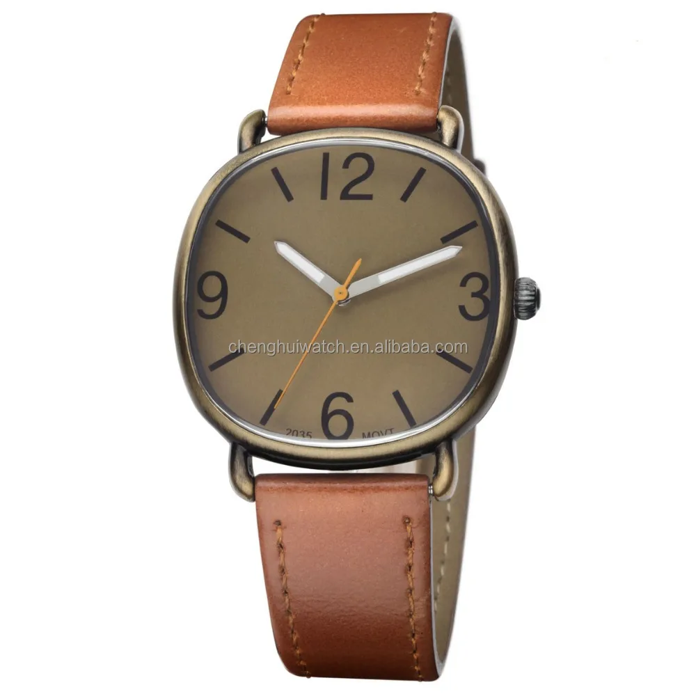 Fashion ultrathin leather watch design for men stainless steel case leather quartz watch alibaba express 2015