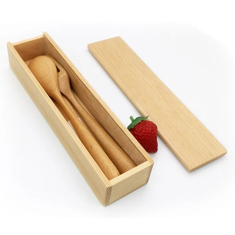 Japanese Design Natural Wooden Material Cutlery Set For Camping