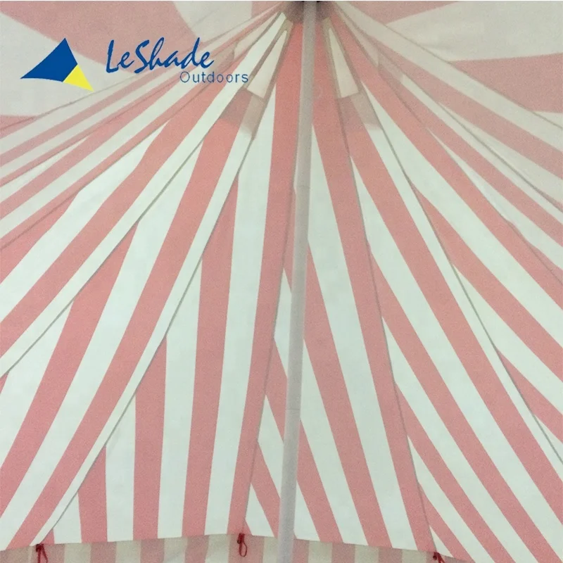 White and Red Striped Canvas Bell Tent 4m