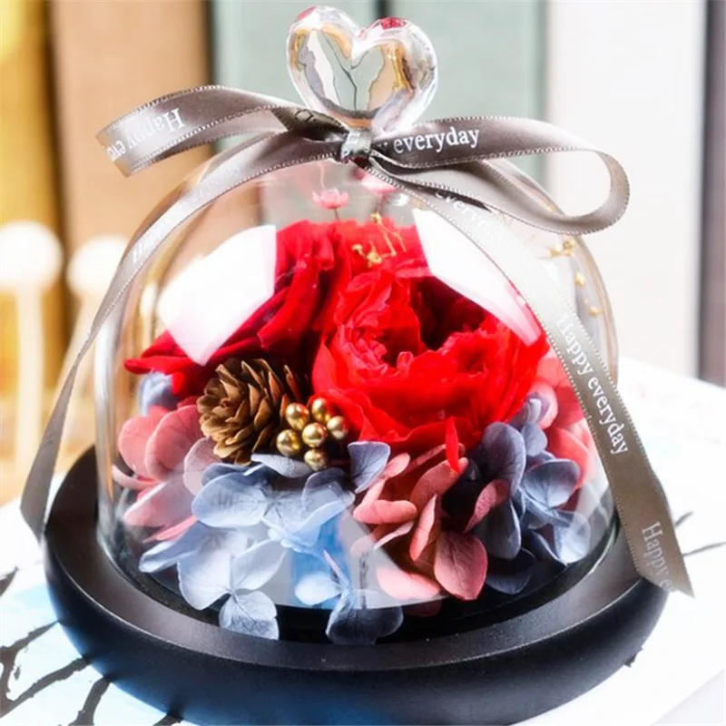 Preserved rose in glass dome with preserved flowers rose in glass globe ball wholesale