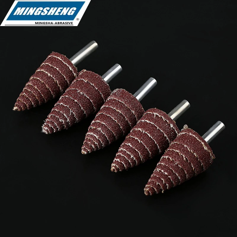 Abrasive 3/6mm Shank Tapered Grinding Head Emery Cloth Mandrel Mounted  Point metal stainless steel buffing  mingsha customized