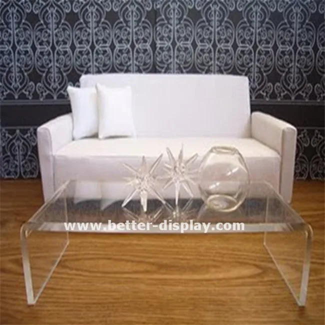 clear acrylic hot bent glass coffee table
