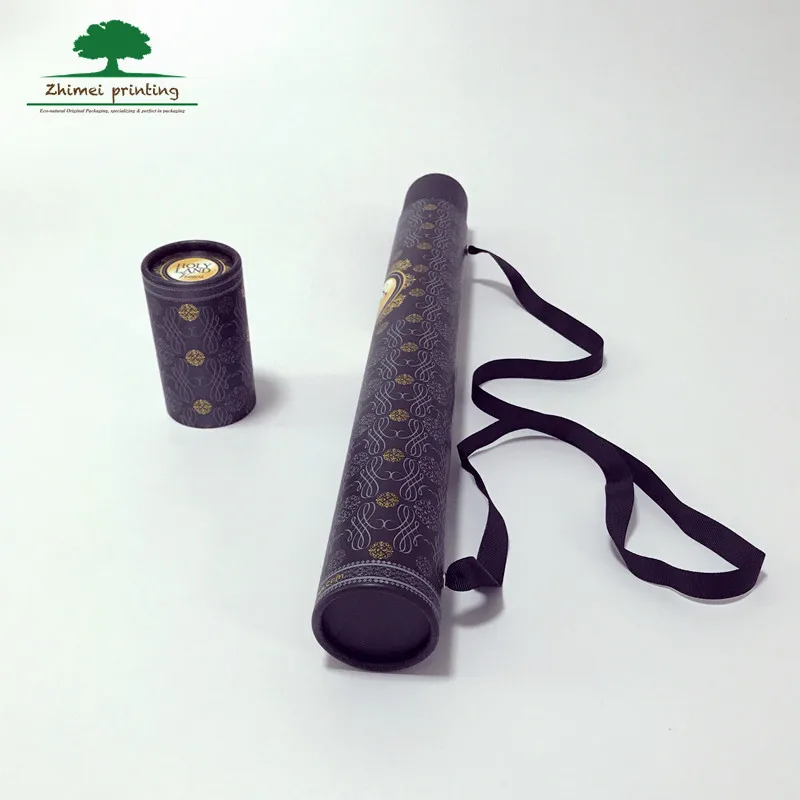 A2 poster packaging paper tube with custom printed with rope straps round shape cardboard box for shipping use, poster packaging