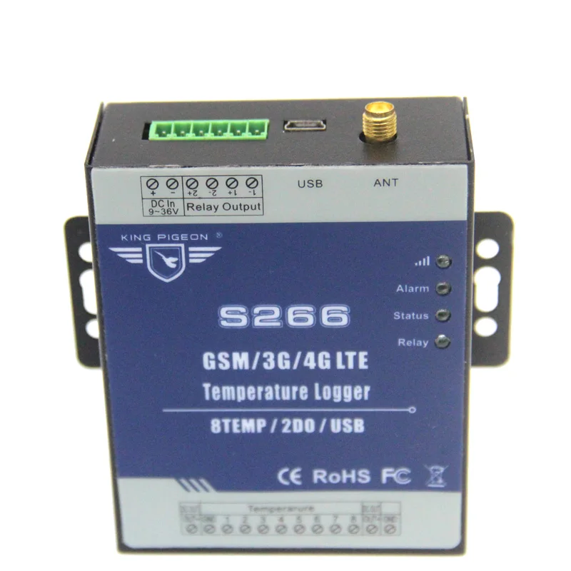 8 Temperature inputs GSM 3G 4G Temperature Data Logger S266