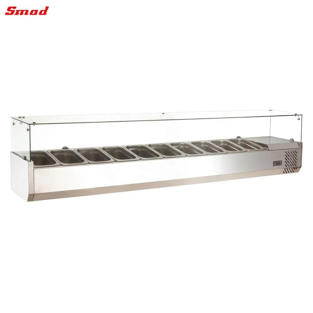 Smad High Quality Fruit Salad Display Refrigerant Bar Counter Chiller Showcase