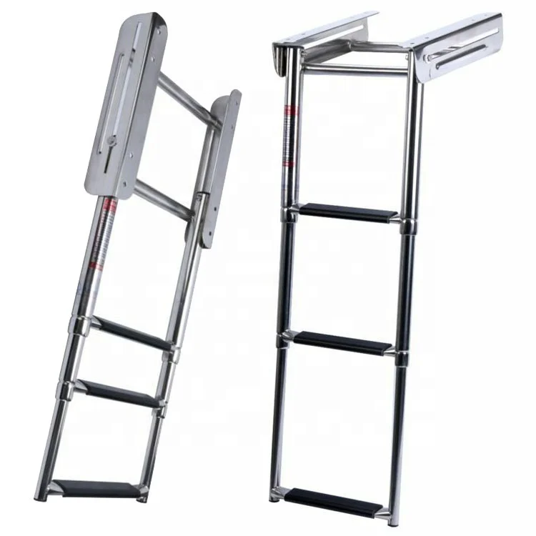 Xiamen Sunshine Marine Factory price yacht accessories 3 step sliding telescopic platform ladder for sailboat ship boat
