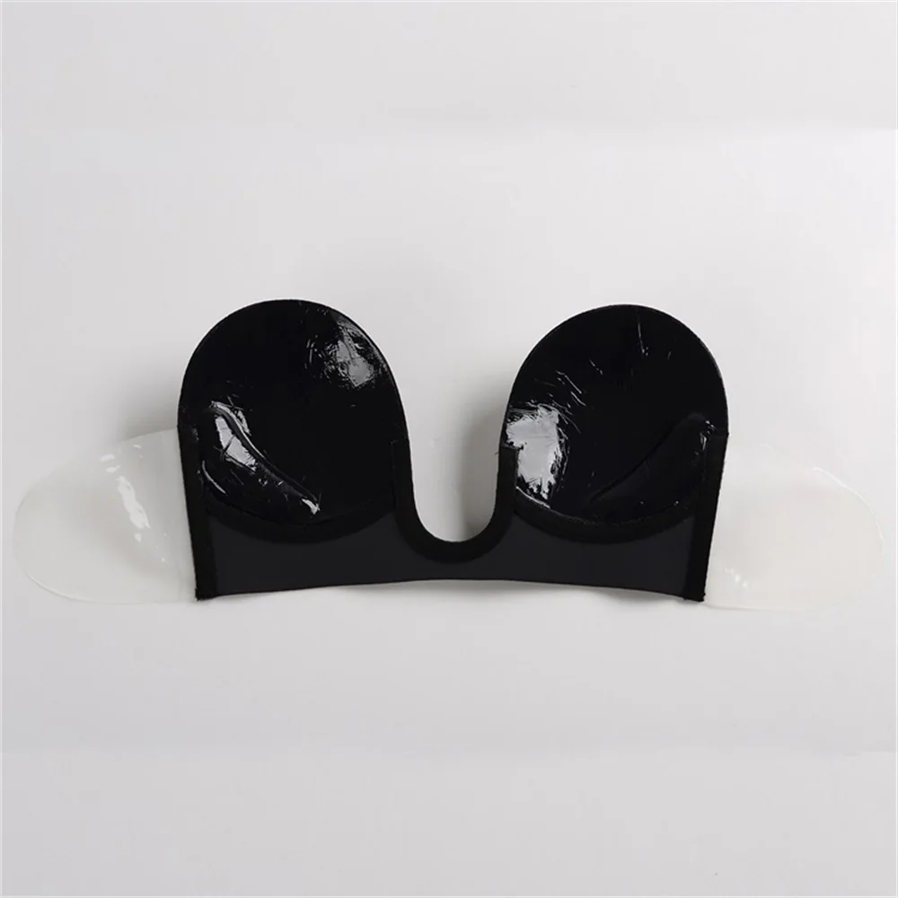 Black Flesh Color One Piece Deep U stype Push Up Cups Invisible Bra