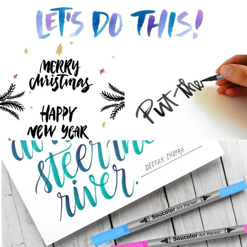 Dual Tips 100 Colors Fine Brush Marker Based Ink Watercolor Paintbrush Sketch Art Marker Pen For Manga Drawing School Supplies